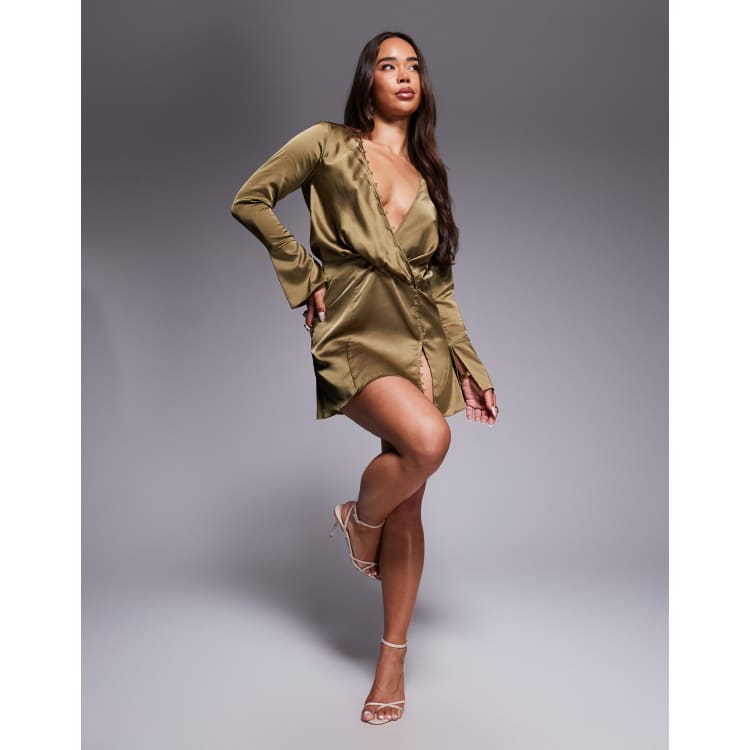 asos design bias cut mini satin dress with floral embellishment ASOS Design - Mini Dress - Women - Polyester - 2 US