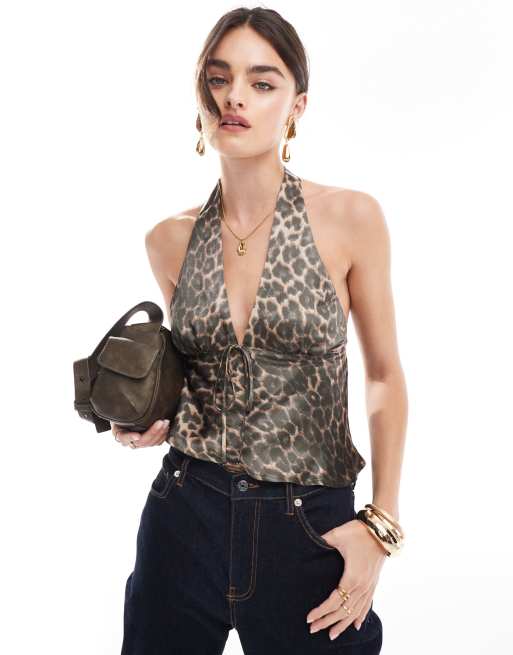 Asos leopard print top online