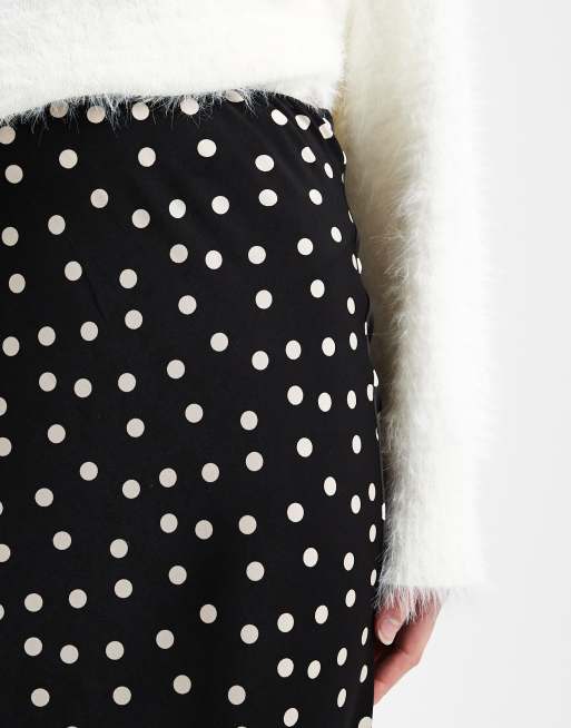 ASOS DESIGN satin bias cut maxi skirt in polka dot print, 5 of 5