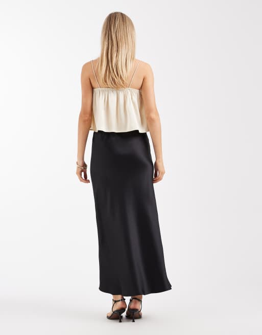 ASOS DESIGN satin bias maxi skirt in black, 5 of 11