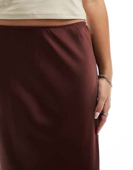 Bias silk satin maxi skirt in brown - The Sei