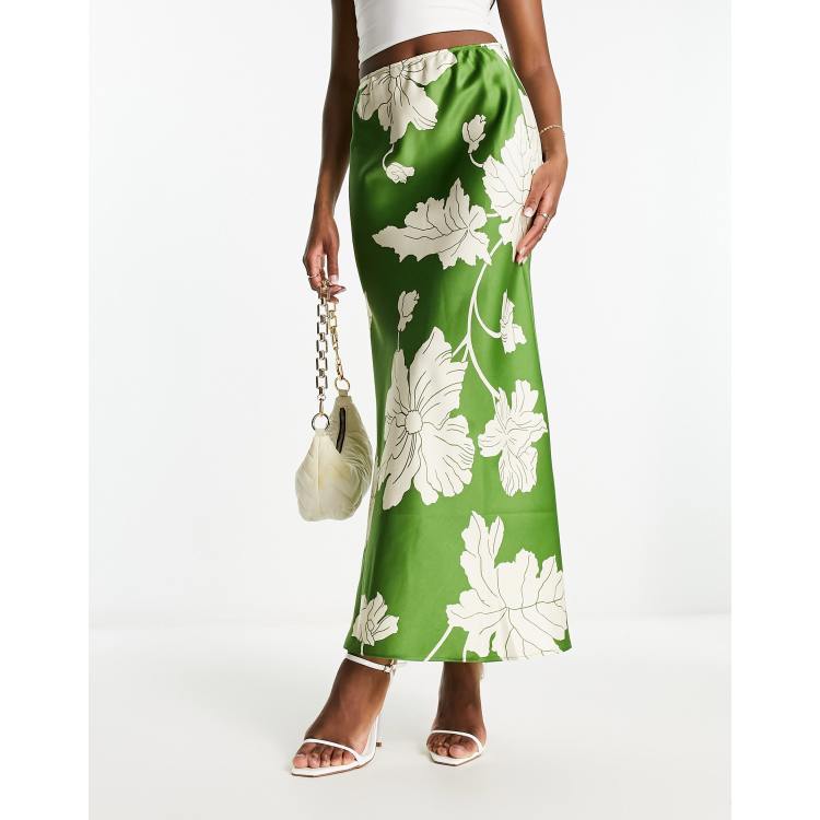 Coast destiny floral print maxi skirt green best sale