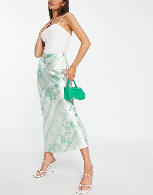 Satin floral maxi store skirt