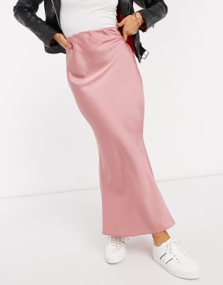 pink silk maxi skirt