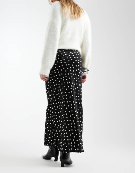 ASOS DESIGN satin bias maxi skirt in polka dot print, 4 of 5
