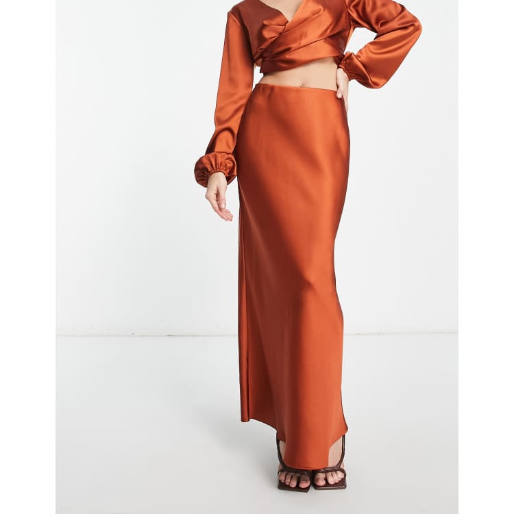 Satin 2025 skirt rust