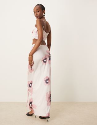 ASOS DESIGN satin bias maxi skirt in watercolor floral