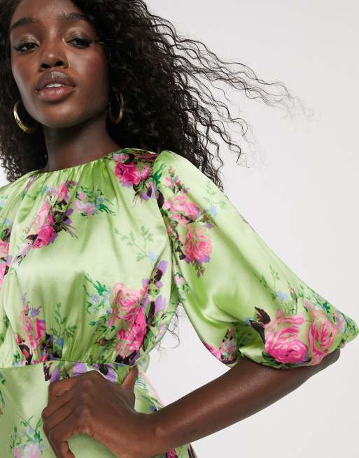 Asos green satin clearance dress