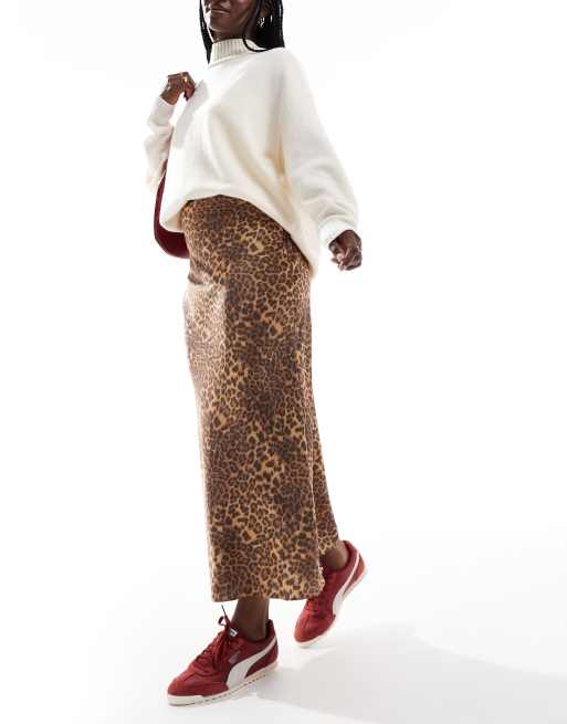 ASOS DESIGN satin bias midi in leopard print | ASOS