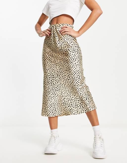 Warehouse bias cut midi outlet skirt in tiger print