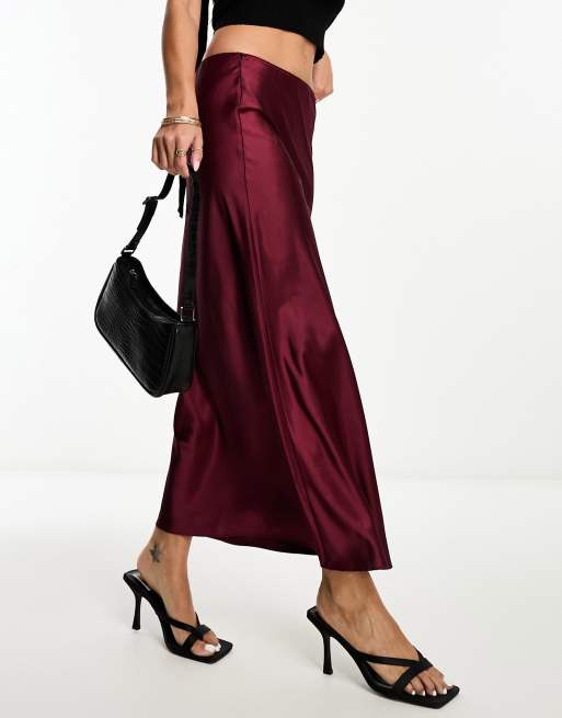 Asos design satin midi skirt with self belt hotsell