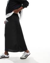 Vila satin maxi skirt in sand