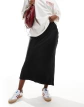 Mango denim maxi skirt in black