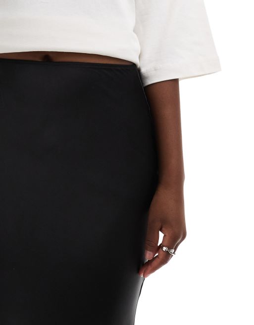 ASOS DESIGN satin bias midi skirt in black ASOS