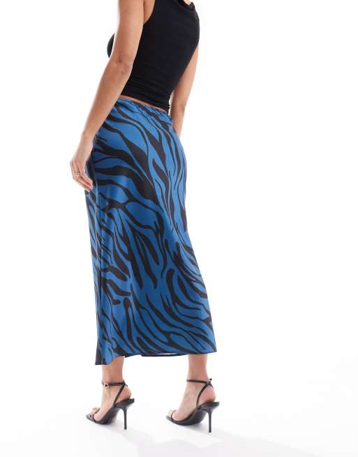 ASOS DESIGN satin bias midi skirt in animal print