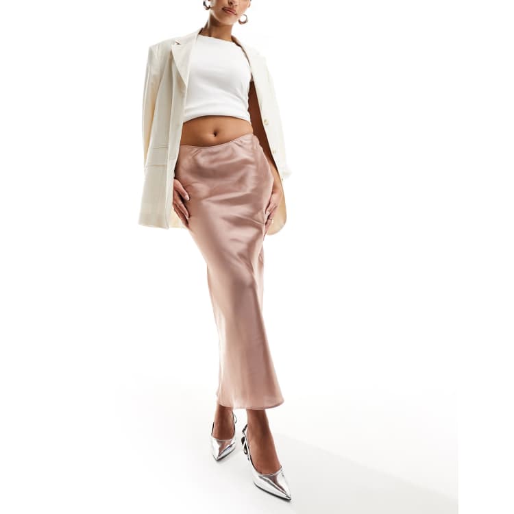 Blush silk midi skirt hotsell