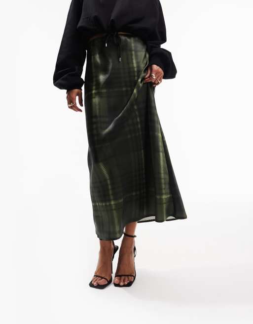 Asos check outlet midi skirt