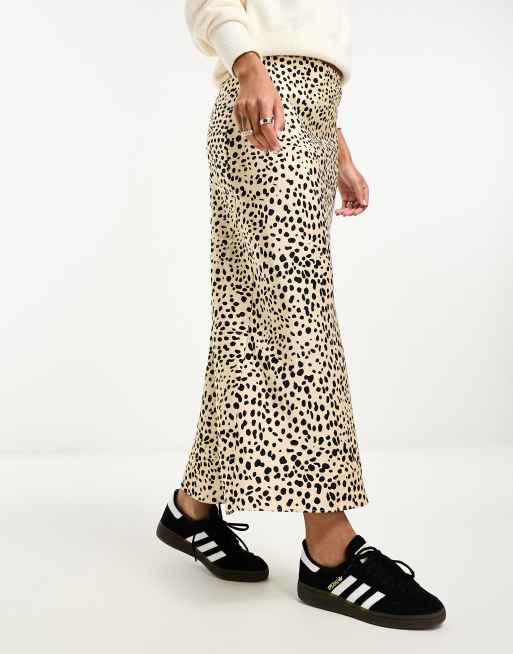 Keenan satin hotsell leopard midi skirt