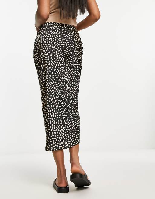 ASOS DESIGN satin bias midi skirt in non animal print