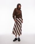 [ASOS DESIGN] ASOS DESIGN satin bias midi skirt in stripe-Multi 8 Stripe