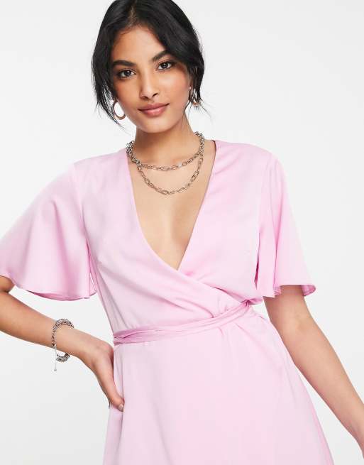 Asos pink cheap wrap dress