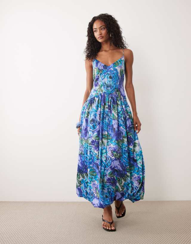 blue satin floral dress ASOS Design - Bias Shift Midi - Women - Polyester - 12 US mother of bride dress global-sub-cat-Mini Dresses Color:Emerald (Green) and then is finished