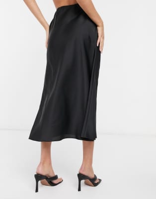 black midi slip skirt