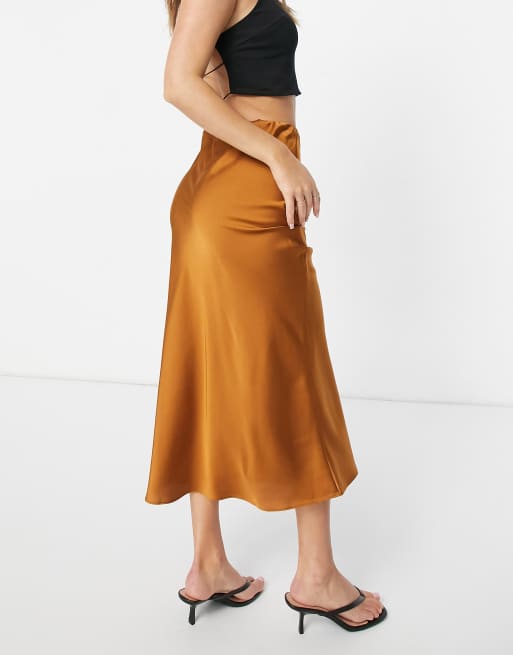 Satin Bias Midi Slip Skirt