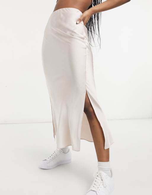 Satin midi clearance skirt with sneakers