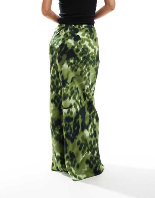 Green animal print maxi skirt best sale