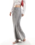 [ASOS DESIGN] ASOS DESIGN satin bias tie waist maxi skirt in smoke grey 6 Smoke Grey