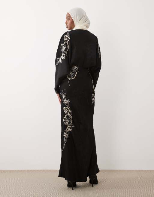 asos design satin twist bodice maxi dress with blouson sleeves ASOS DESIGN satin twist bodice maxi dress with blouson sleeves