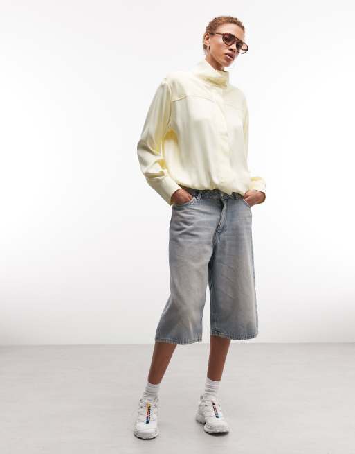 ASOS DESIGN satin bomber jacket in lemon, 2 of 4