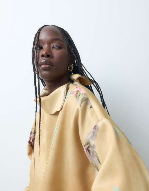 ASOS DESIGN satin bomber med ståkrage i blommigt, 3 av 8