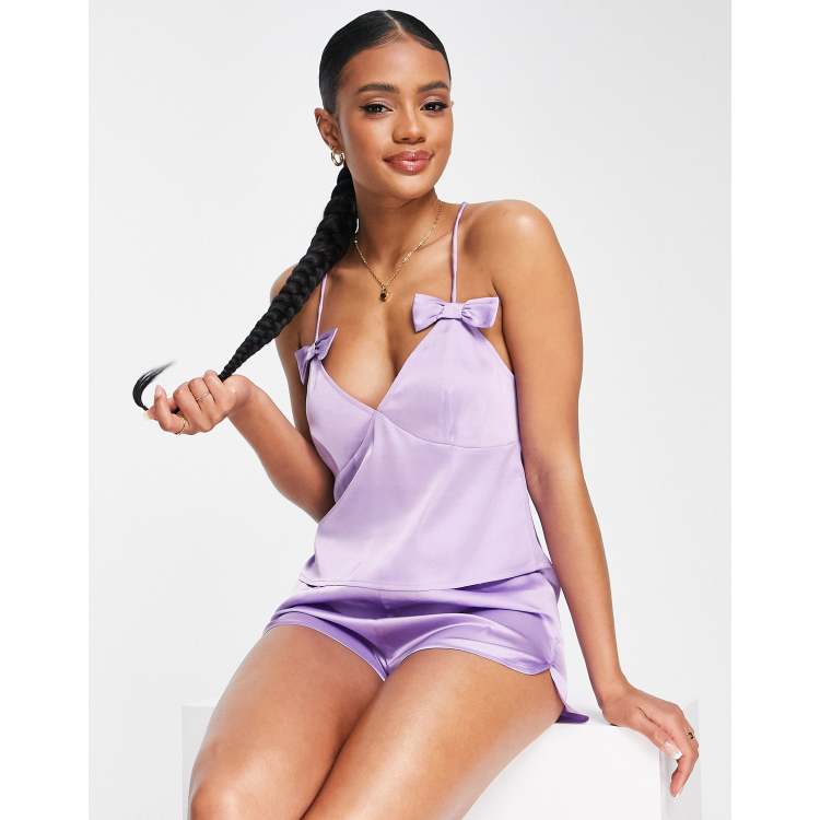 Bow-Topped Satin Cami Set