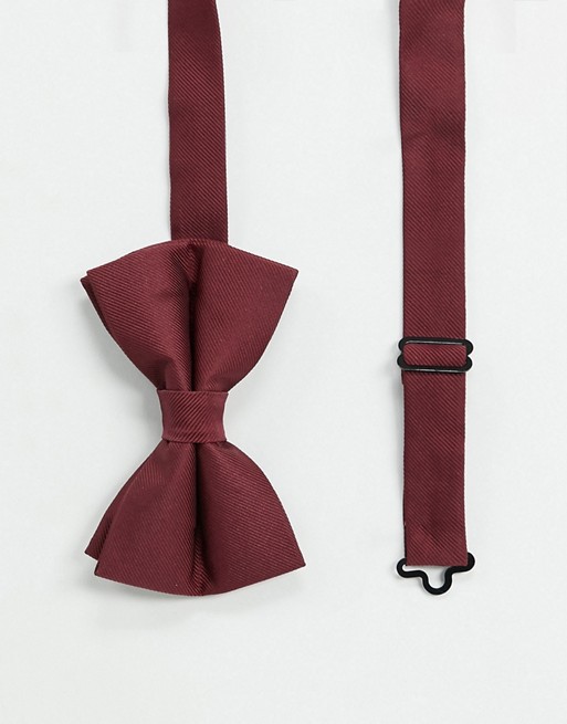 ASOS DESIGN satin bow tie in burgundy