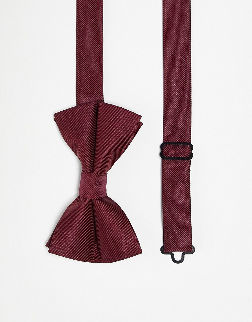 satin bow tie in burgundy-Red