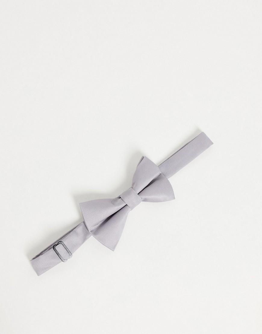 ASOS DESIGN satin bow tie in gray-Grey