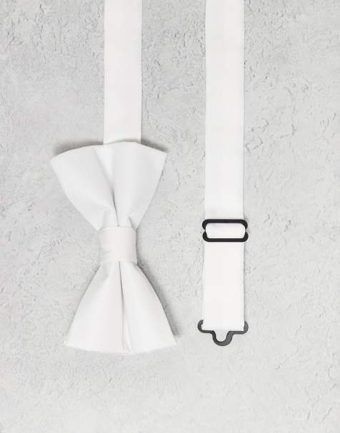 ASOS DESIGN satin bow tie in white - view 1