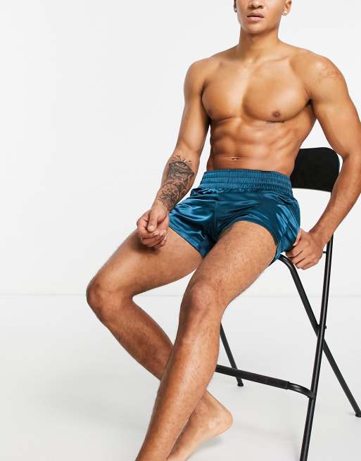 ASOS Satin Boxer With Thicker Waistband in Metallic for Men