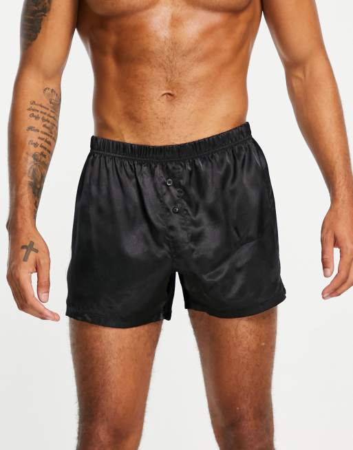 Affordable Navy Opal Satin Silk Boxers by Royal Silk®