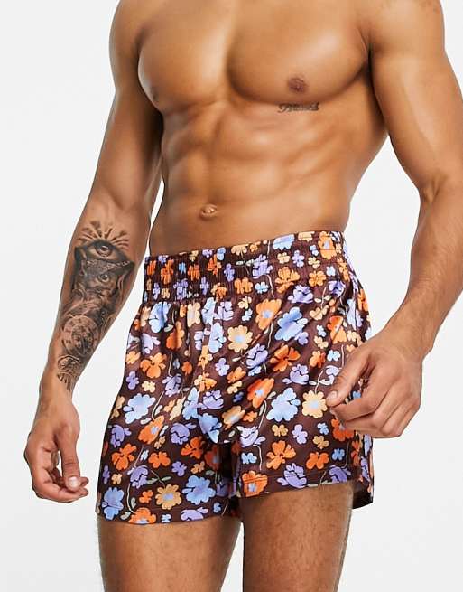 ASOS DESIGN satin boxers in floral print | ASOS