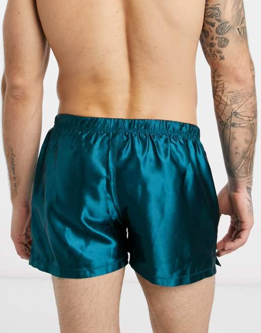 ASOS Satin Boxer With Thicker Waistband in Metallic for Men