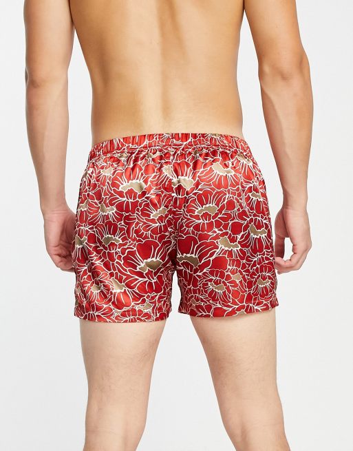 ASOS DESIGN satin boxers with all over print | ASOS