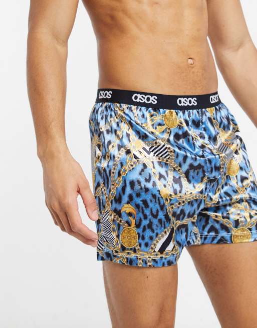 ASOS DESIGN halloween satin boxer with pumpkin print