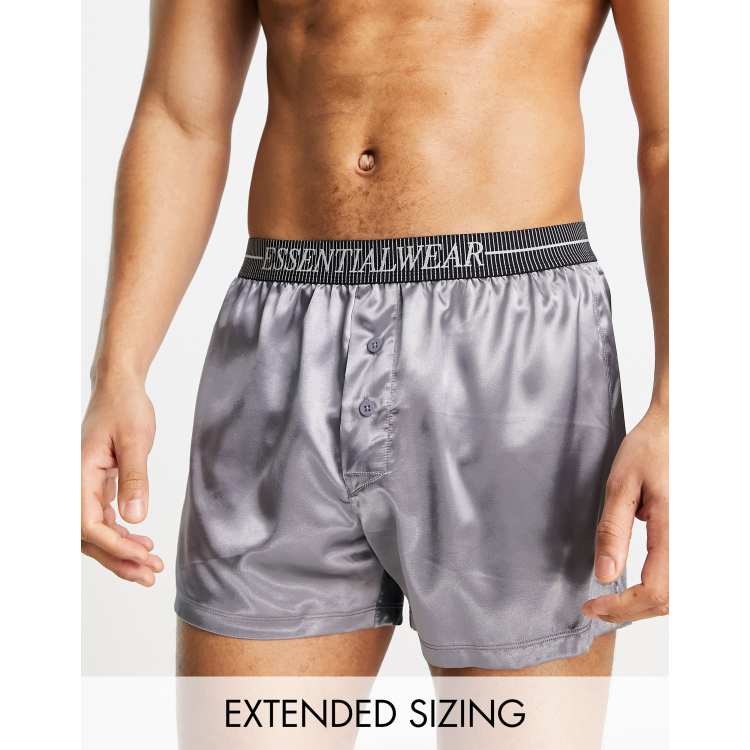 ASOS DESIGN satin boxers with Essentialwear waistband