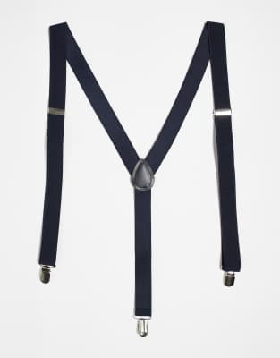 asos ASOS DESIGN satin braces in navy
