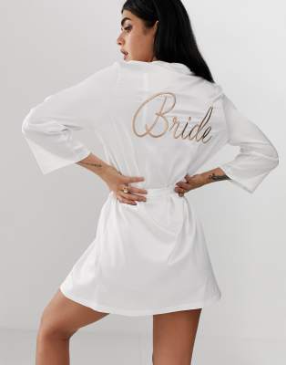 ASOS DESIGN satin bride robe with 