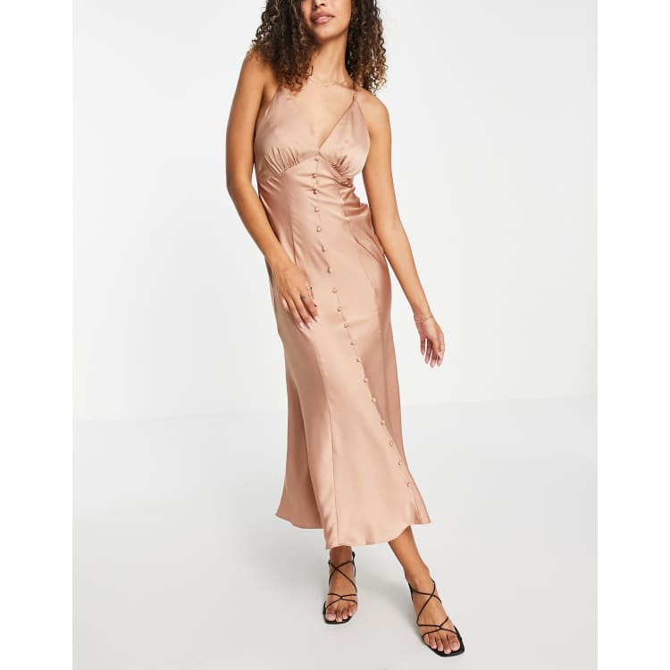 Bronze silk hotsell slip dress