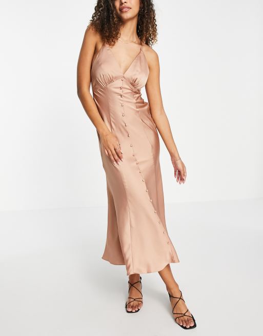 Satin button outlet dress